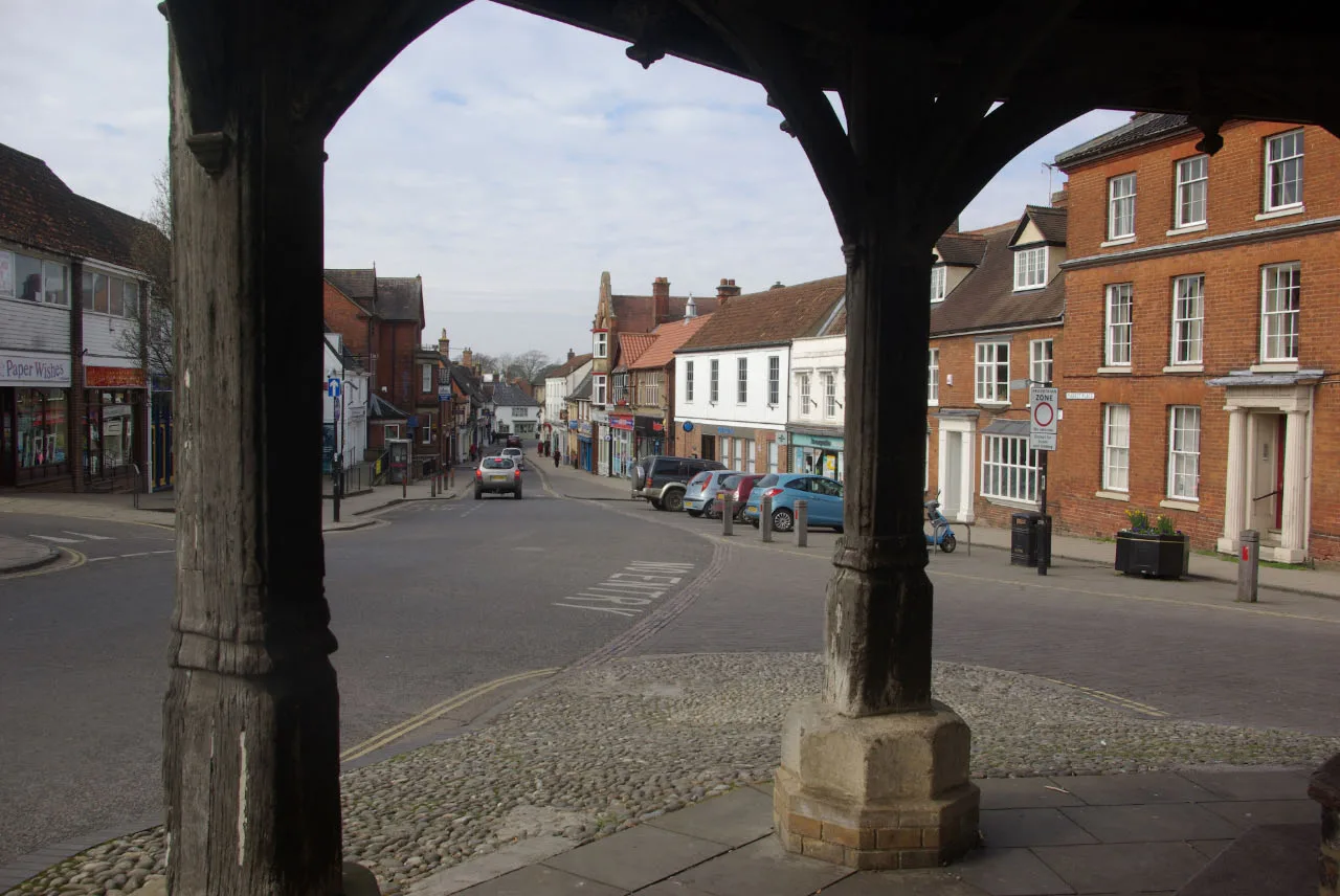 Market Street, Wymondham, seen from under the Market Cross. Several of the town's newly rated food businesses trade within a few minutes' walk
